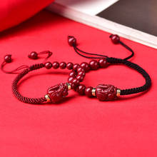 Cinabrio púrpura Natural para mujer, pulsera trenzada de PiXiu Budista Tibetano hecha a mano, brazalete de cuerda roja de la suerte, tamaño ajustable, envío directo 2024 - compra barato