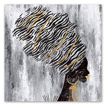 100% Hand-painted Abstract African Woman Portrait Art Oil Painting Modern Bedroom Wall Decorative Figure Canvas Picture Artwork 2024 - buy cheap