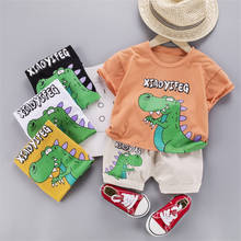 Children Cotton Clothes Baby Boys Cartoon dinousaur Print T-shirt Denim Shorts 2Pcs/sets Infant Kids Fashion Toddler Tracksuits 2024 - buy cheap