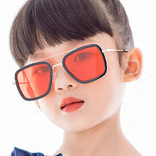 Óculos de sol clássico espelhado para meninos e meninas, armação de metal com design de marca para direção infantil, óculos de viagem uv400 2024 - compre barato