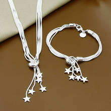 New 925 Silver Five Snake Chain Star Pendant Necklace Bracelet Set Wedding Engagement Jewelry Gift 2024 - buy cheap