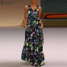 ZANZEA Women Sundress Summer Vintage Floral Printed Sleeveless Tanks Dress V neck Maxi Long Vestido Casual Bohemian Sarafasns 2024 - buy cheap