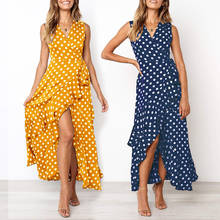New Fashion Women Polka Dot Printed Dresses Female Sexy V Neck Dresses Casual Sleeveless Summer Long Dress Sundress  Vestidos 2024 - buy cheap