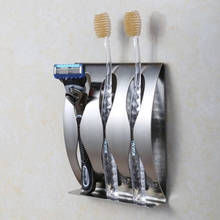Montagem Na Parede De Aço Inoxidável de alta qualidade 2/ 3 Buracos Auto-adesivo Titular Escova de Dentes Acessórios Do Banheiro 2024 - compre barato