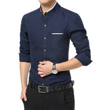 New Fashion Casual Men Shirt Long Sleeve Mandarin Collar Slim Fit Shirt Men Korean Business Mens Dress Shirts Men Clothes M-5XL 2024 - buy cheap