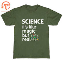 Карикатура, химия, футболка, химия, это как магия, но реальная забавная научная футболка, футболка, мужская хлопковая графическая Повседневная футболка 2024 - купить недорого