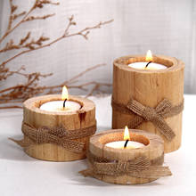 3pcs Wooden Craft Ornaments Desktop Candle Holder Plant Flower Pot Bonsai Container Handmade Tea Candle Holder Decoration 2024 - buy cheap