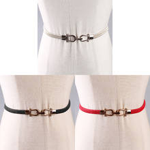 Retro Fold Elastic Waist Belt Stretchy Cinch Belt PU Leather Waistband 2024 - buy cheap