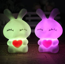 ChicSoleil Cartoon Rabbit LED Night Light For Children Gift Color Changing Night Lamp Home Bedroom Wedding Party Decoration 1PC 2024 - buy cheap