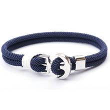 2019 nova moda pulseiras homens charme corrente 550 paracord pulseira âncora jóias masculino envoltório metal esporte sliver ganchos milão sl028 2024 - compre barato