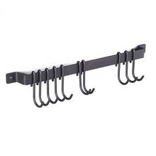 Estante para ollas de montaje en pared, organizador de colgador de utensilios de cocina con riel colgante Industrial de 435mm, soporte de tapa, con ganchos 10x S, negro 2024 - compra barato