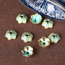 50pcs 4mmx9mm Beads Cap Ancient Gold Green Flower Shape Bead End Caps Findings For Women DIY Jewelry Making End Caps 2024 - buy cheap