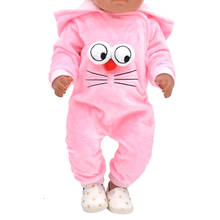 Roupa de boneca para 43cm boneca recém nascida dos desenhos animados grandes olhos rastejando roupas do bebê macacão 2024 - compre barato