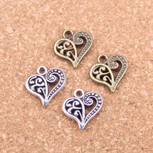 28pcs Charms hollow lovely heart 15x14mm Antique Pendants,Vintage Tibetan Silver Jewelry,DIY for bracelet necklace 2024 - buy cheap