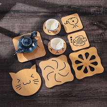 Wooden Kitchen Anti-hot Hollow Cartoon Cat Insulation Roller Coaster Anti-slip Table Mat for Wedding Party Christmas Decoration 2024 - buy cheap