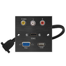 Aluminium Alloy Socket Panle HDMI-compatible VGA USB VIDEO R L Port Socket Welding Patch Extension Board Black Brushed Panel 2024 - buy cheap