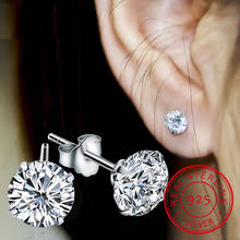 925 Sterling Silver Classic Fashion 3mm 4mm 5mm 6mm Four Claws Zirconia Stud Earrings For Women Men Gift Oorbellen S-E303 2024 - buy cheap