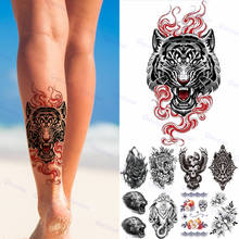 Tatuagens temporárias de tigre preto, tatuagens realistas para homens e mulheres, leão rosa, elefante, coxa descartável, braço, costas, faça você mesmo 2024 - compre barato