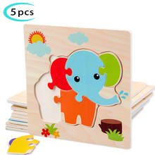 5 pçs bebê de madeira quebra-cabeça brinquedos 3d quebra-cabeça para crianças dos desenhos animados animal/tráfego quebra-cabeça brinquedos educativos bebê inteligência jogo 2024 - compre barato