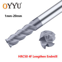OYYU 1-20mm Lengthened CNC Milling Tools 4mm 6mm HRC50 4 Flute Tungsten Steel Endmills Cabride Cutting 75 100 120 150L End Mill 2024 - buy cheap