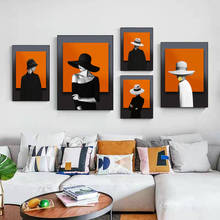 Pintura Decorativa minimalista moderna para porche, Mural de pared de fondo Vertical de personaje naranja, nórdico para pasillo grande 2024 - compra barato