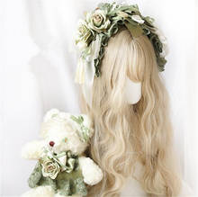 Mori menina do vintage verde lolita flor kc hairpin acessórios para o cabelo laço laço fita chapéu clipe de cabelo chá festa b1381 2024 - compre barato