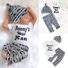 Одежда для маленьких мальчиков 0-18 месяцев, боди с милым принтом, топы, длинные штаны, шапочка, наряды, милый комплект одежды для малышей из 3 предметов, комплекты для малышей 2024 - купить недорого