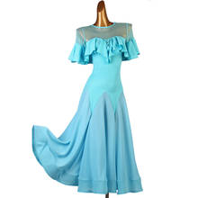Vestido de baile de salón para mujer, vestido de baile moderno para mujer adulta, nueva costura, trajes de baile de vals azul cielo largo 2024 - compra barato