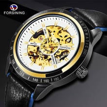 Forsining Racing-Reloj de pulsera para hombre, con carcasa transparente de cuero, diseño a la moda, mecánico, automático, de lujo 2024 - compra barato