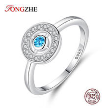Tongzhe anéis de prata esterlina 925 para mulheres, zircônia cúbica olho azul turco joias presentes anéis de casamento cz 2024 - compre barato