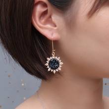 H:HYDE Rhinestone Sunflower Dangle Earrings for Women Crystal Gift flower Earrings Shiny Side Fashion Brand Jewelry Pendientes 2024 - buy cheap