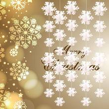 12 pçs/3 metros 3d tridimensional floco de neve pendurado ornamentos natal festa de ano novo decoração para casa oco floco de neve papel 2024 - compre barato