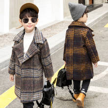 Teen Boys Wool Coats Winter Boys Clothes Plaid Jackets Children Clothing Outerwear 10 12 14 T Kids Jackets Boys Autumn Long Coat 2024 - buy cheap