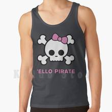 Ello Pirate-Kawaii Pirate Skull And Crossbones tank tops vest 100% Cotton Kawaii Cute Pirate Skull And 2024 - buy cheap