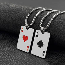 Collar de acero inoxidable para hombre, colgante de póker, Casino, fortuna, cartas de juego, regalo de joyería, Color rojo, negro y plateado, Lucky Ace of Spades 2024 - compra barato