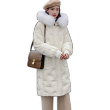 Casaco de inverno feminino com capuz, de alta qualidade, 2019, longo, com chapéu, quente, grosso, jaqueta feminina acolchoada, parka 2024 - compre barato