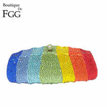 Boutique De FGG Rainbow Clutch Purse for Women Formal Crystal Evening Bags Wedding Party Minaudiere Rhinestone Handbag 2024 - buy cheap