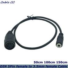 0.5m / 1.5 m cabo de extensão de áudio din 5 pinos midi plugue fêmea para 3.5mm estéreo fêmea jack cabo de extensão de áudio 2024 - compre barato