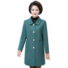 Casaco longo de lã, meia-idade, feminino, casaco de lã misturado, jaqueta elegante, outono e inverno, plus size 5xl, 2020 2024 - compre barato