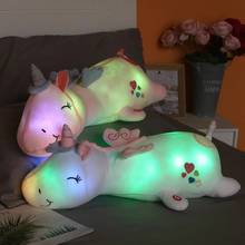 1pc 60cm bonito brilhante led luz unicórnio brinquedos de pelúcia adorável luminosa animal travesseiro recheado bonecas para crianças crianças presentes 2024 - compre barato