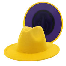 Chapéu de feltro interno roxo para homens e mulheres, chapéu de feltro artificial para retalhos, uso interno e amarelo, chapéu de vaqueiro estilo panamá g/xl 2024 - compre barato