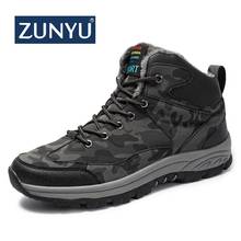 Botas de nieve de felpa para hombre, botines masculinos con cordones de tela cálida, zapatos informales para exteriores de invierno, talla 38 ~ 46, marca ZUNYU 2024 - compra barato