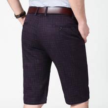 Pantalones cortos de algodón a cuadros para hombre, Shorts informales a la moda, ajustados, 28-38 talla grande, Verano 2024 - compra barato