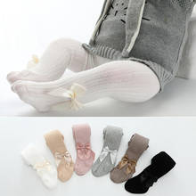 New 0-24 Months Solid Color Big Bows Baby Girl Tights Soft Cotton Newborn Toddler Girls Tights Baby Tights Pantyhose Autumn 2024 - buy cheap