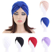 India Muslim Pleated Solid Color Women Cancer Hat Chemo Cap Hair Loss Head Scarf Turban Head Wrap Beanie Cover Bonnet Fashion 2022 - buy cheap