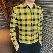 2021 Fashion Men Plaid Shirt Chic Checked Blouse Long Sleeve Mens Casual Print Shirts Loose Cotton Tops Blusas Streetwear Shirts 2024 - buy cheap