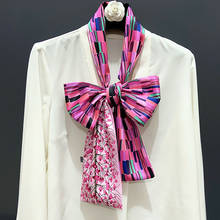2021 New Flamingo Spring Silk Scarf Brand Color Lattice Double-deck Scarf Women Neckerchief Head Summer Silk Scarves For Ladies 2024 - buy cheap