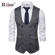 Double Breasted Suede Vest Men 2019 Casual Slim Fit V Neck Grey Mens Vests Gentleman Suit Gilet Homme Tops Chalecos Para Hombre 2024 - buy cheap