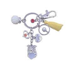Border Collie Dog Animal Purse Keychain Key Ring Pet Tassels Antique Silver Plated Bohemian Women Men Boy Jewelry Gift K036-037 2024 - buy cheap