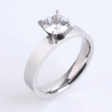 Anéis de casamento 4mm placa de cor de prata suave grande zircônia 316l aço inoxidável anéis de casamento para mulheres homens atacado 2024 - compre barato